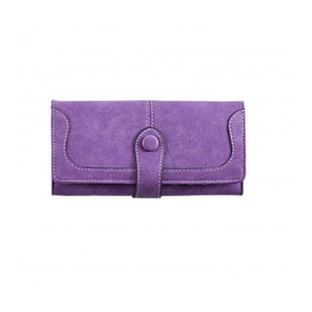 indoraa Women's Faux Leather Medium Snap Button Wallet (Purple)