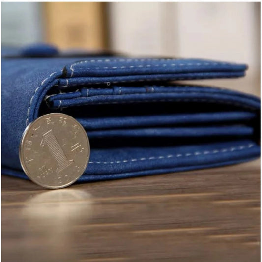 indoraa Women's Faux Leather Medium Snap Button Wallet (Dark Blue)