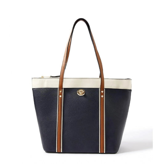 indoraa Women's Faux Leather Large Shoulder Zipper Handbag (Dark Blue)