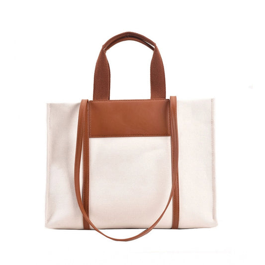 indoraa Women's Canvas Medium Top handle Satchel Zipper Handbag (White)