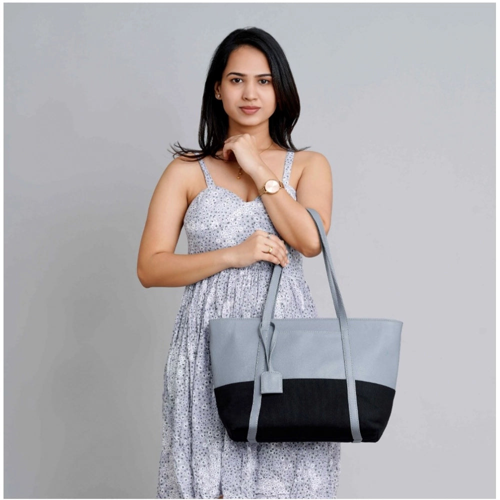 indoraa Women's Faux Leather Large Shoulder Zipper Handbag (Light Blue)