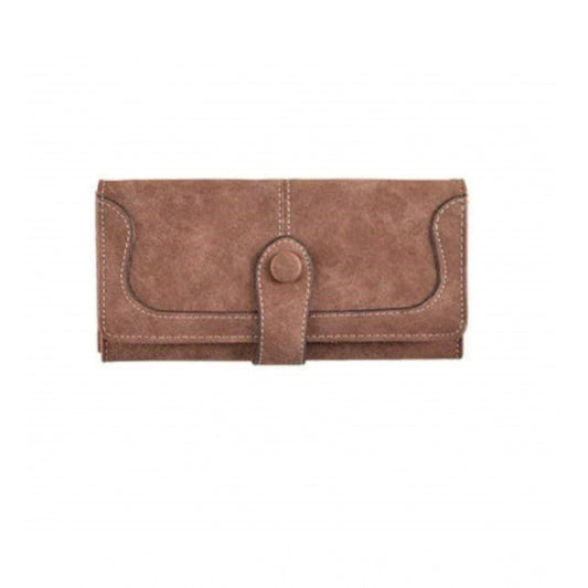 indoraa Women's Faux Leather Medium Snap Button Wallet (Brown)