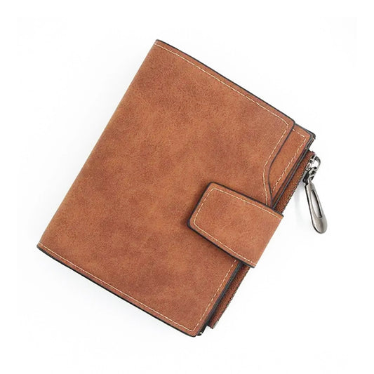 indoraa Women's Vegan Leather Small Zipper Wallet (Brown )