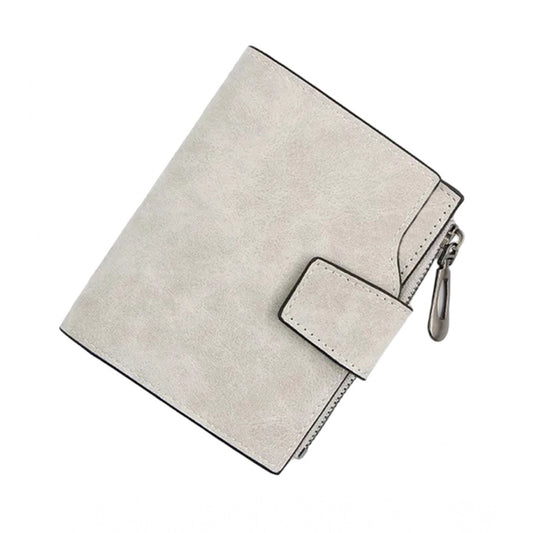 indoraa Women's Vegan Leather Small Zipper Wallet (Grey)