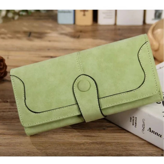 indoraa Women's Faux Leather Medium Snap Button Wallet (Green)