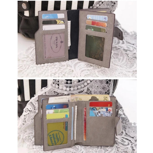 indoraa Women's Vegan Leather Small Zipper Wallet (Grey)