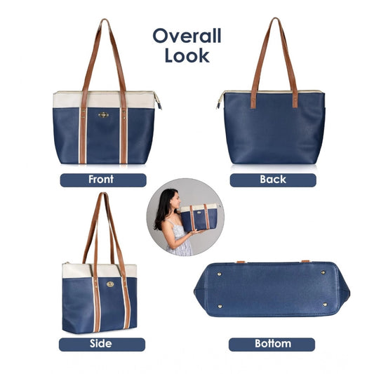 indoraa Women's Faux Leather Large Shoulder Zipper Handbag (Dark Blue)