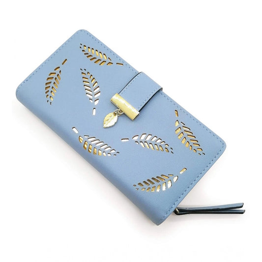 indoraa Women's Faux Leather Medium Snap Button Wallet (Blue)