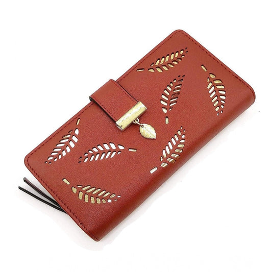 indoraa Women's Faux Leather Medium Snap Button Wallet (Brown)