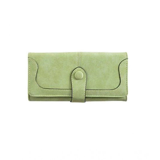 indoraa Women's Faux Leather Medium Snap Button Wallet (Green)