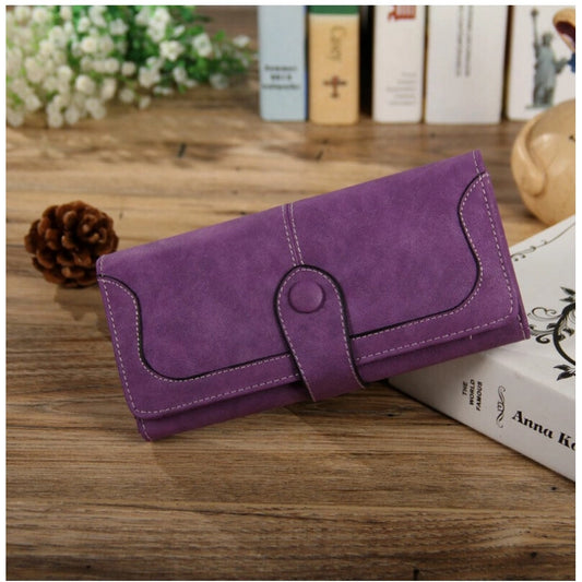 indoraa Women's Faux Leather Medium Snap Button Wallet (Purple)