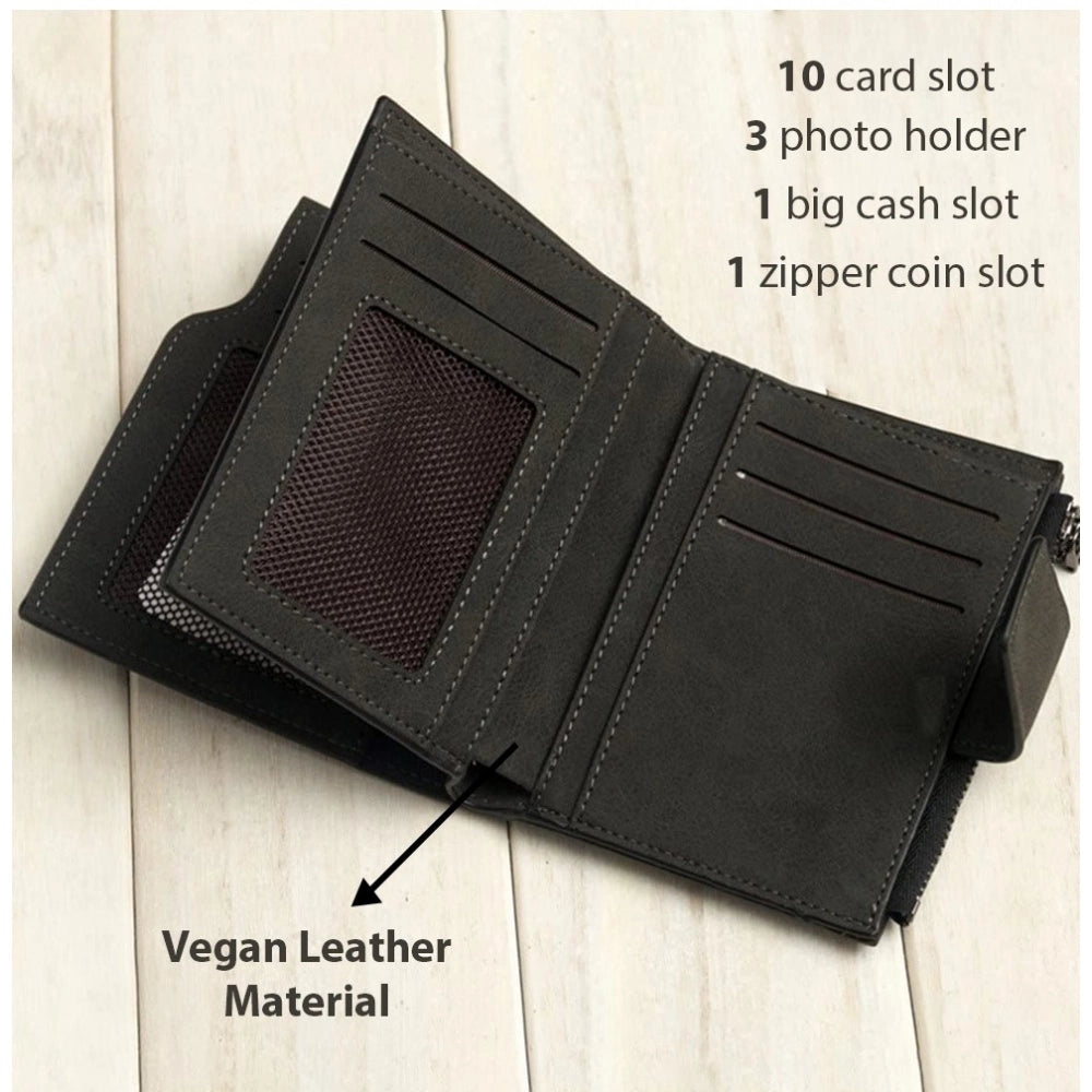 indoraa Women's Vegan Leather Small Zipper Wallet (Black)