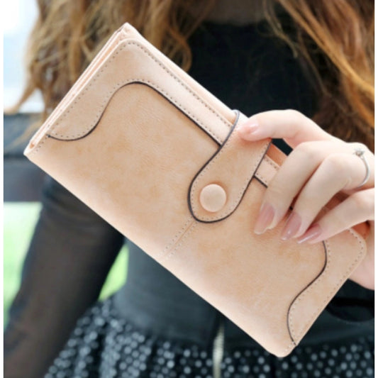 indoraa Women's Faux Leather Medium Snap Button Wallet (Khakhi)
