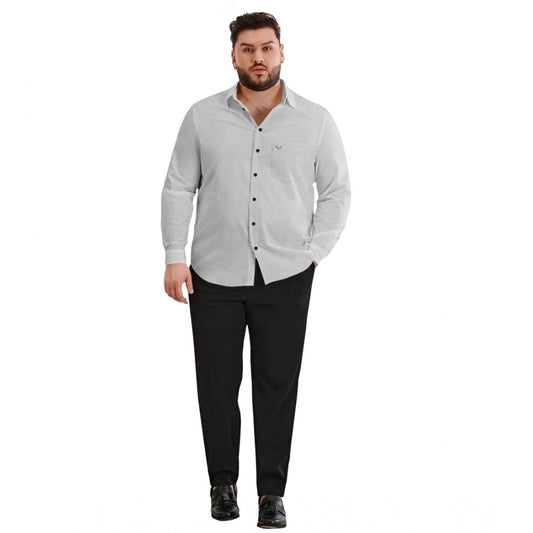 Indoraa Mens Casual Cotton Solid Full Sleeve Shirt (Grey)