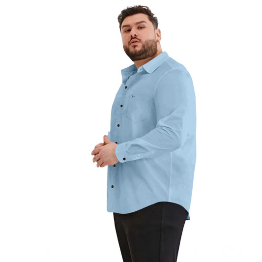 Indoraa Mens Casual Cotton Solid Full Sleeve Shirt (Sky)