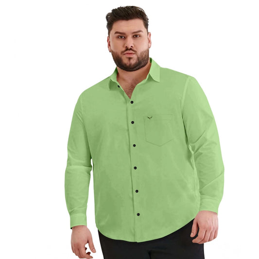 Indoraa Mens Casual Cotton Solid Full Sleeve Shirt (Pista)