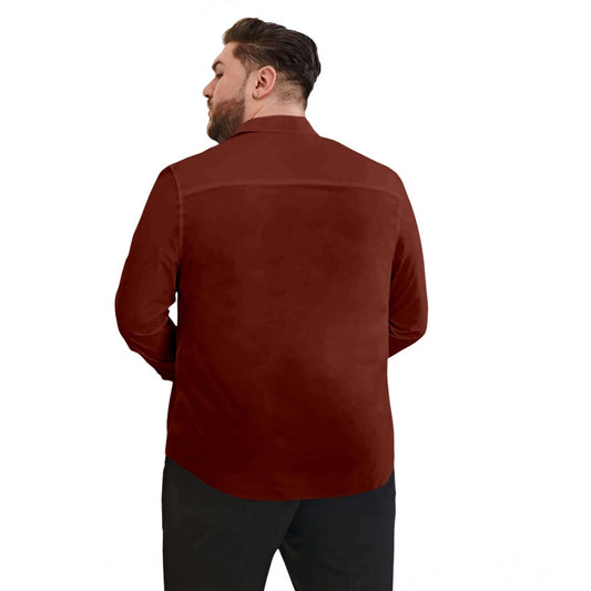 Indoraa Mens Casual Cotton Solid Full Sleeve Shirt (Maroon)