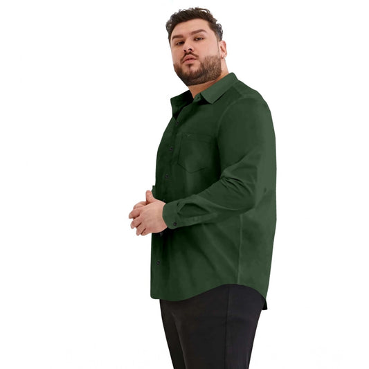 Indoraa Mens Casual Cotton Solid Full Sleeve Shirt (Green)