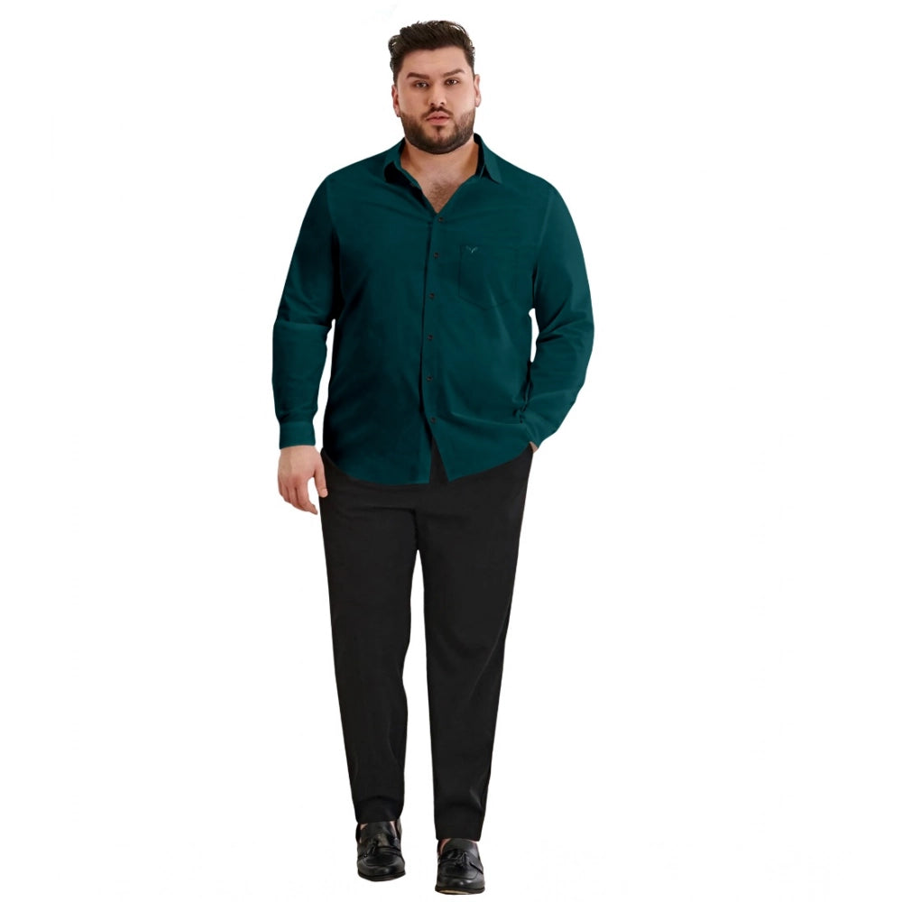 Indoraa Mens Casual Cotton Solid Full Sleeve Shirt (Rama)