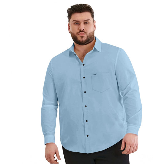 Indoraa Mens Casual Cotton Solid Full Sleeve Shirt (Sky)