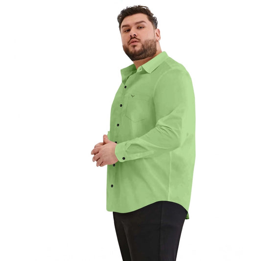 Indoraa Mens Casual Cotton Solid Full Sleeve Shirt (Pista)