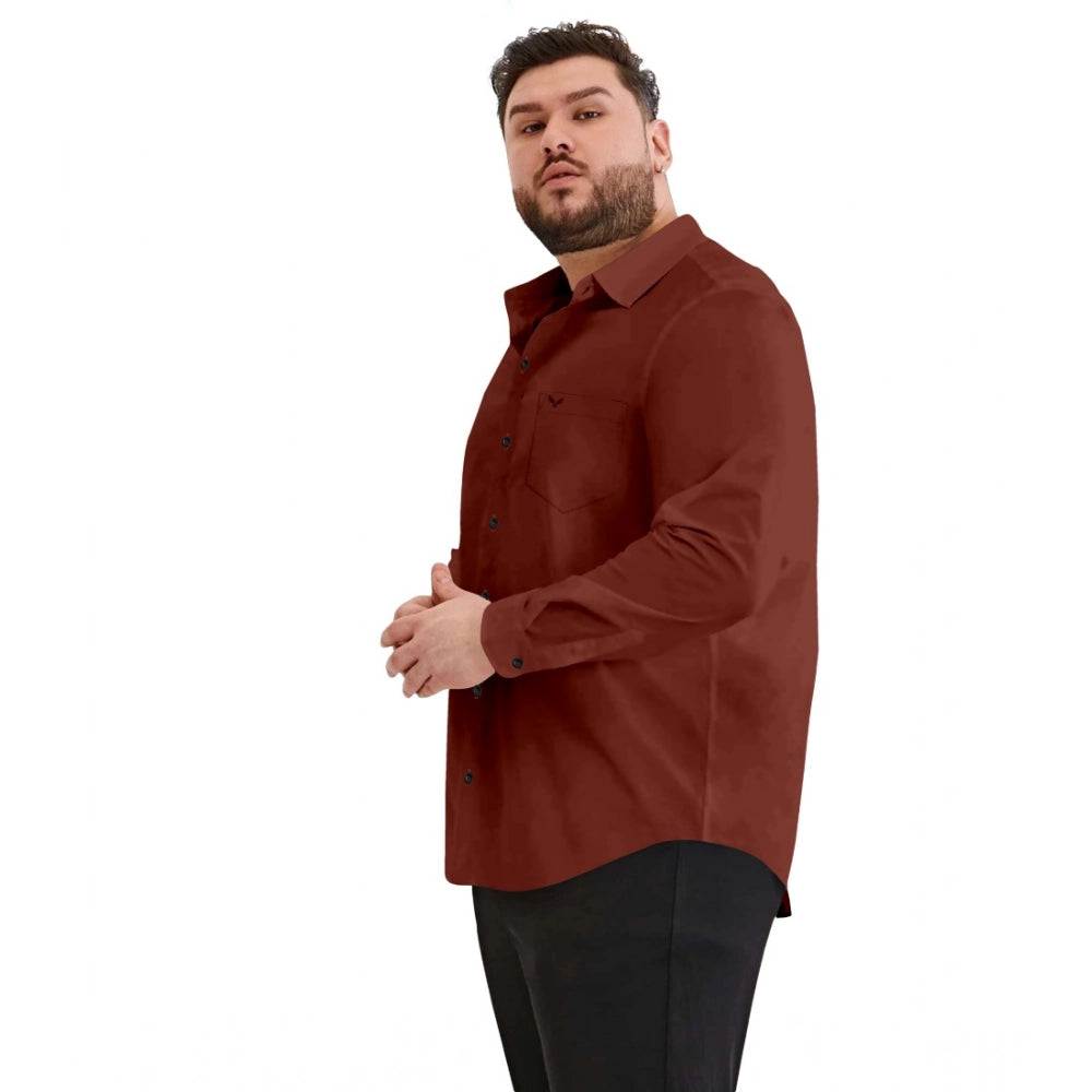 Indoraa Mens Casual Cotton Solid Full Sleeve Shirt (Maroon)