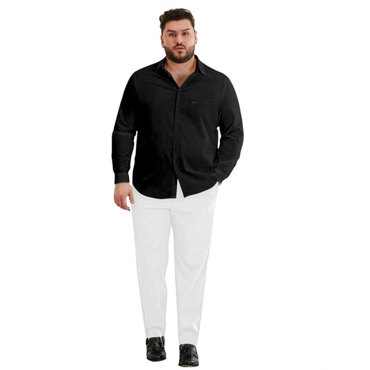Indoraa Mens Casual Cotton Solid Full Sleeve Shirt (Black)