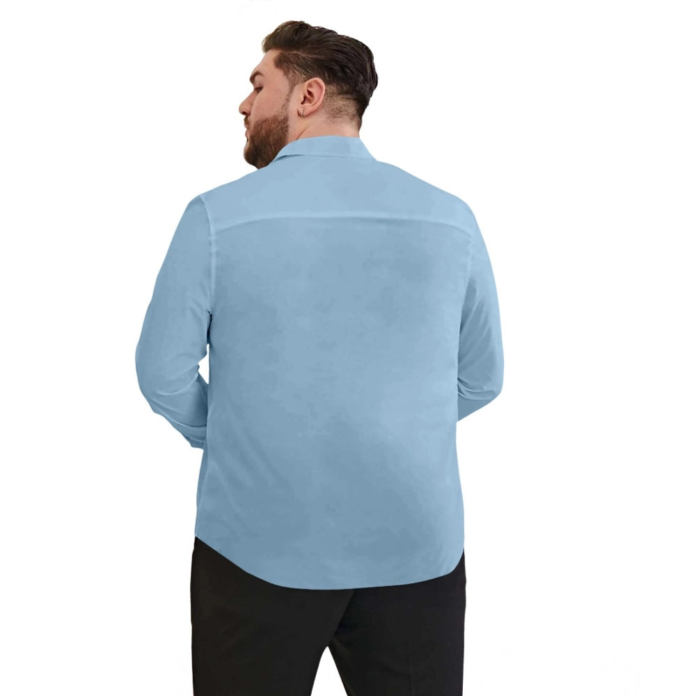 Indoraa Mens Casual Cotton Solid Full Sleeve Shirt (Sky)