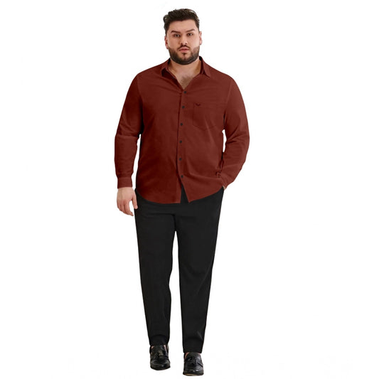 Indoraa Mens Casual Cotton Solid Full Sleeve Shirt (Maroon)