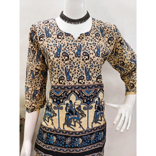 Indoraa Women's Cotton Jaipuri Printed 3-4th Sleeve Co ord Set (Multicolor)