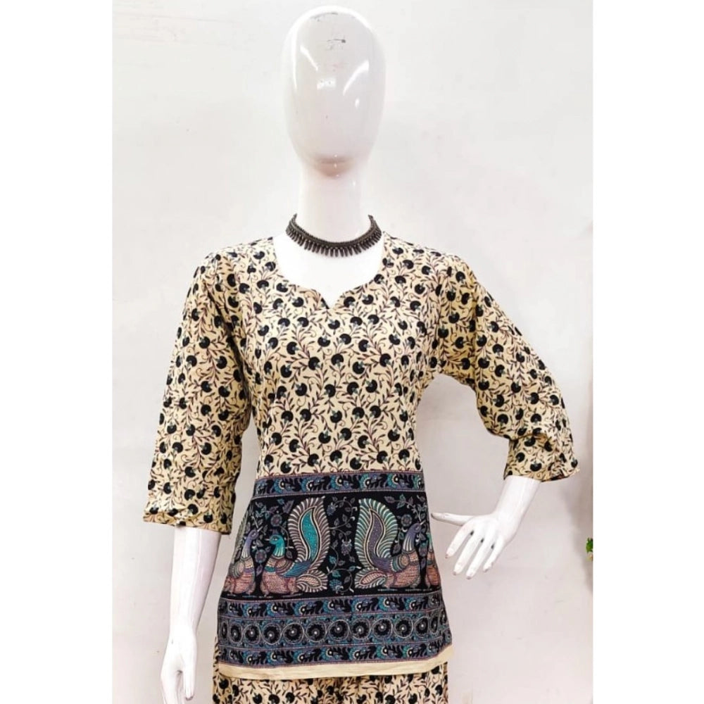 Indoraa Women's Cotton Jaipuri Printed 3-4th Sleeve Co ord Set (Multicolor)