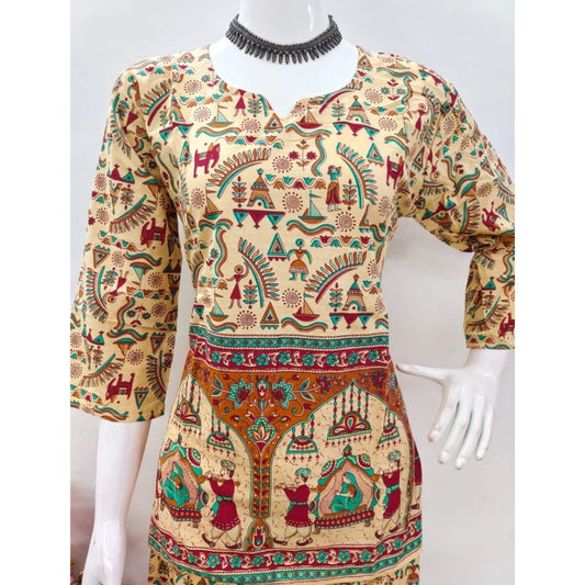 Indoraa Women's Cotton Jaipuri Printed 3-4th Sleeve Co ord Set (Multicolor)