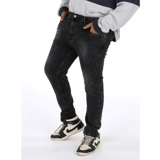 Indoraa Men's Cotton Blended Solid Plus Size Jeans (Grey)