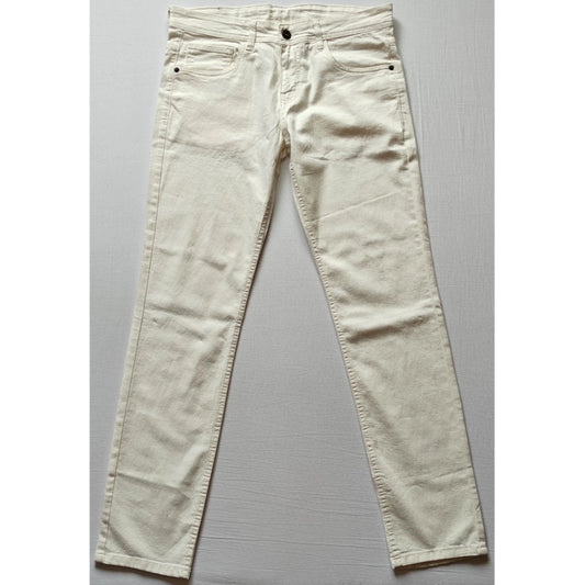 Indoraa Men's Cotton Blended Solid Classic Fit Jeans (Beige)