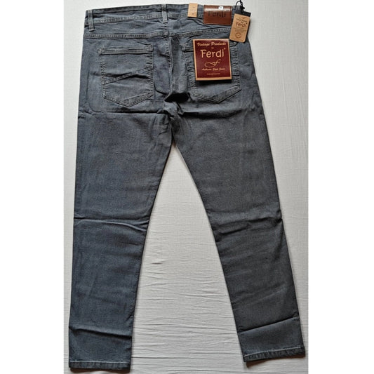 Indoraa Men's Cotton Blended Solid Tapered Jeans (Grey)