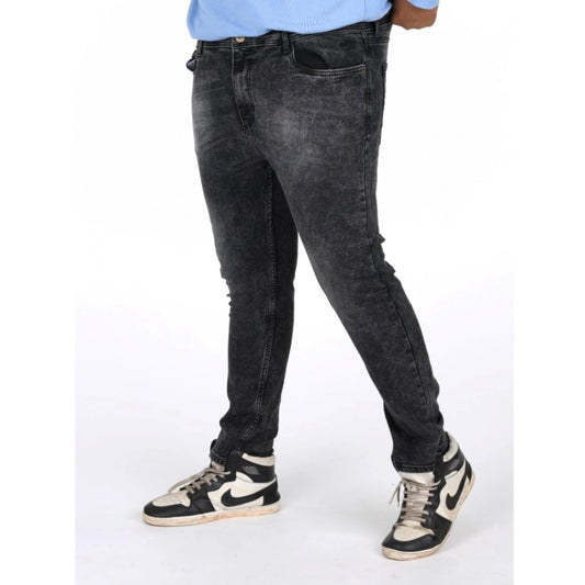 Indoraa Men's Cotton Blended Solid Plus Size Jeans (Grey)