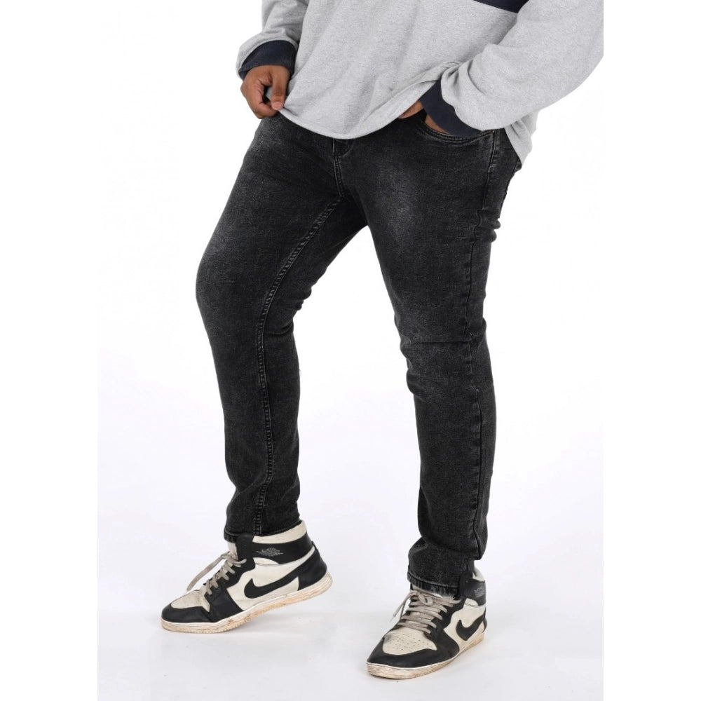 Indoraa Men's Cotton Blended Solid Plus Size Jeans (Grey)