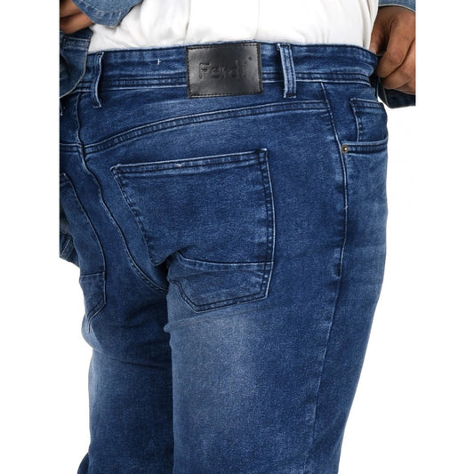 Indoraa Men's Cotton Blended Solid Plus Size Jeans (Blue)