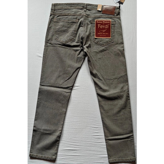 Indoraa Men's Cotton Blended Solid Tapered Jeans (Khaki)
