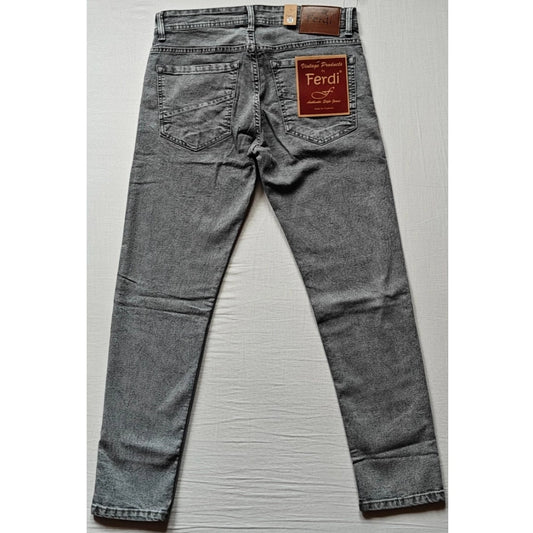 Indoraa Men's Cotton Blended Solid Tapered Jeans (Grey)