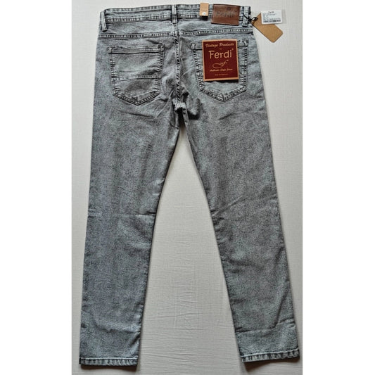 Indoraa Men's Cotton Blended Solid Tapered Jeans (Grey)