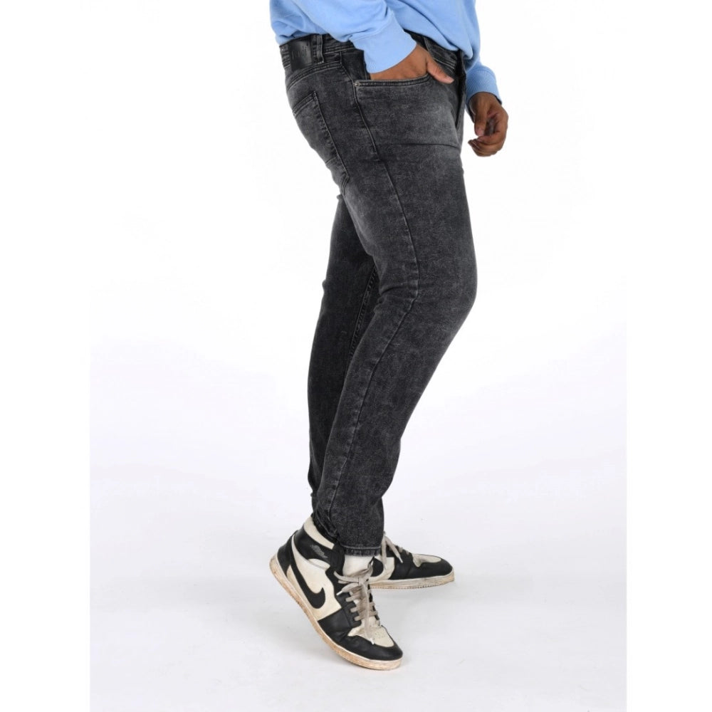 Indoraa Men's Cotton Blended Solid Plus Size Jeans (Grey)