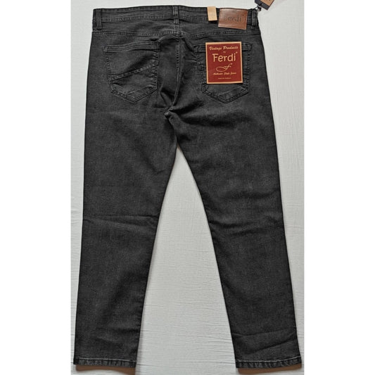 Indoraa Men's Cotton Blended Solid Tapered Jeans (Grey)