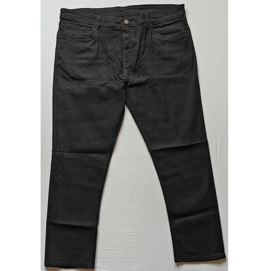 Indoraa Men's Cotton Blended Solid Plus Size Jeans (Black)