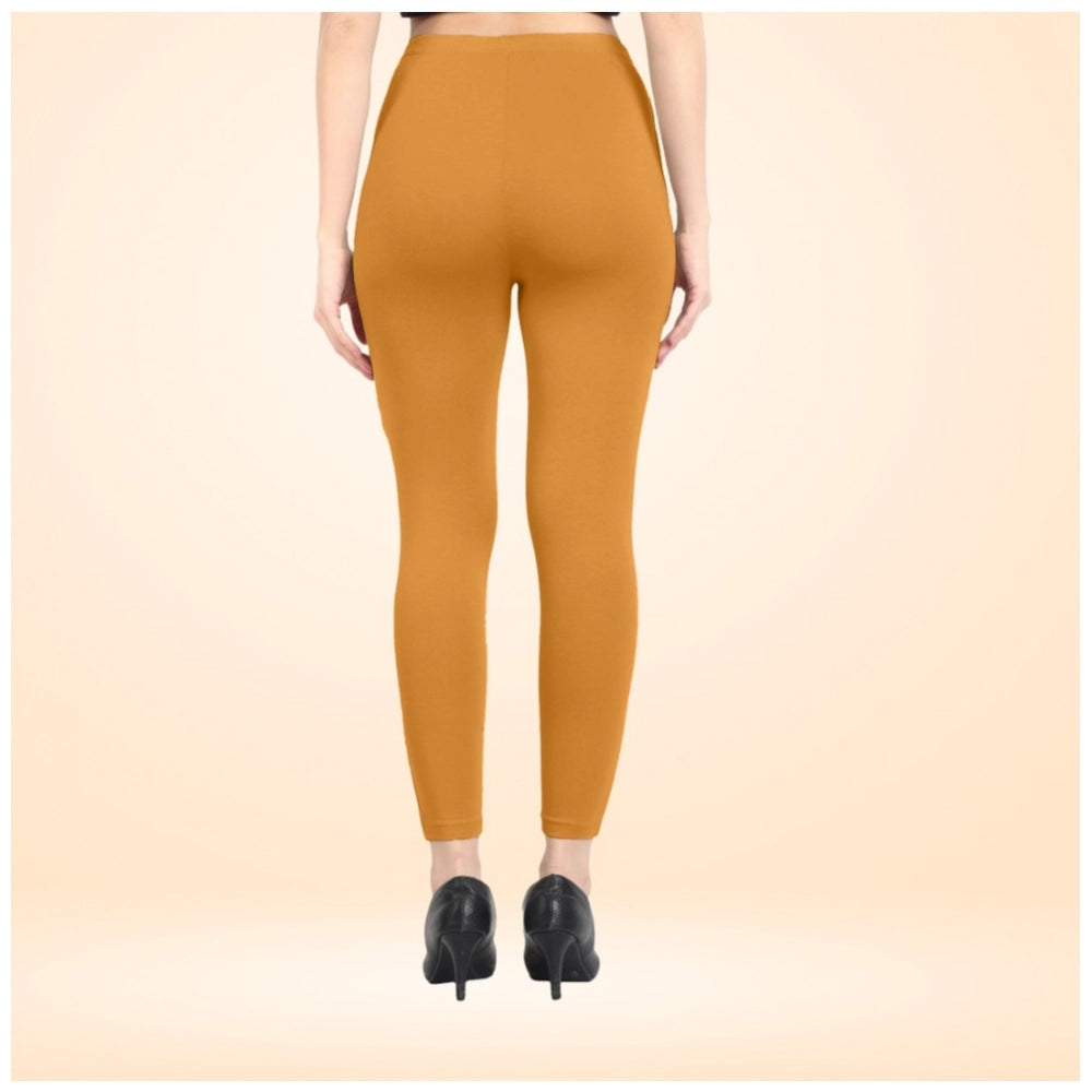 Indoraa Women's Cotton Blended Solid Ankle legging (Mustard Yellow)