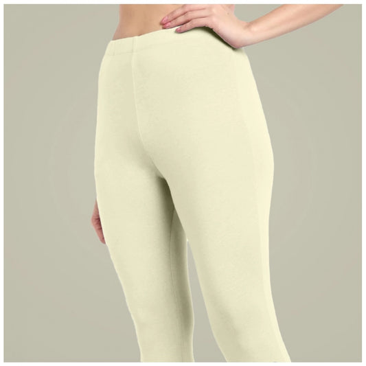 Indoraa Women's Cotton Blended Solid Ankle legging (Cream)