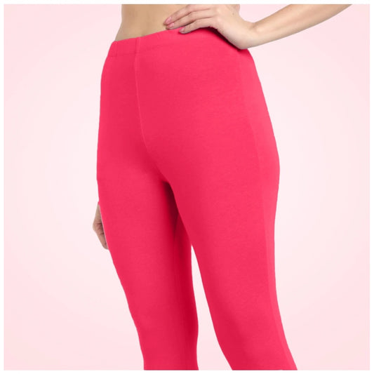 Indoraa Women's Cotton Blended Solid Ankle legging (Pink)