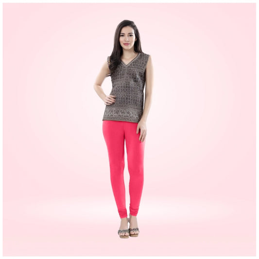 Indoraa Women's Cotton Blended Solid Churidar leggings (Pink)