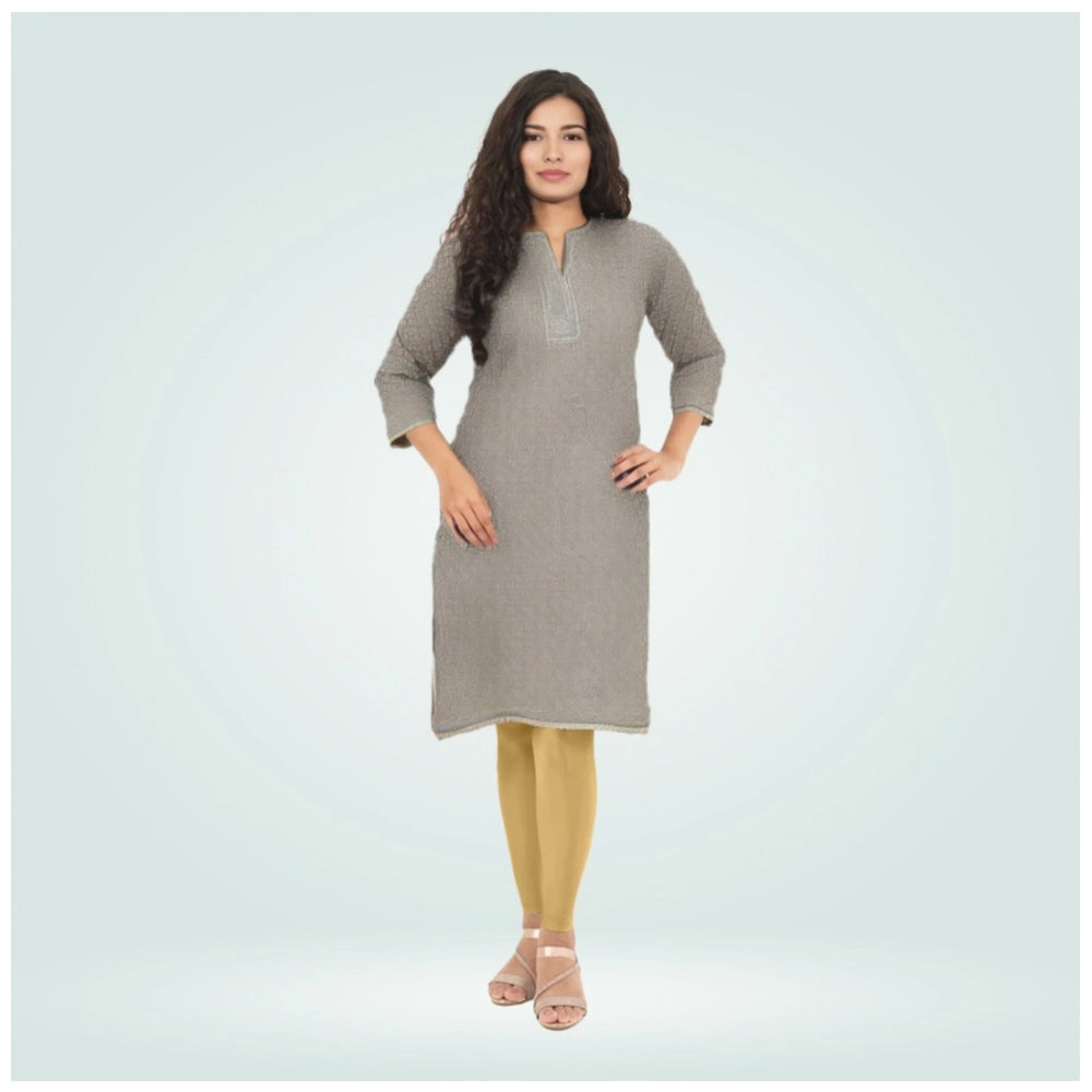 Indoraa Women's Cotton Blended Solid Shimmer Ankle leggings (Beige)