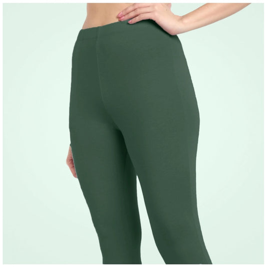 Indoraa Women's Cotton Blended Solid Ankle legging (Bottle Green)